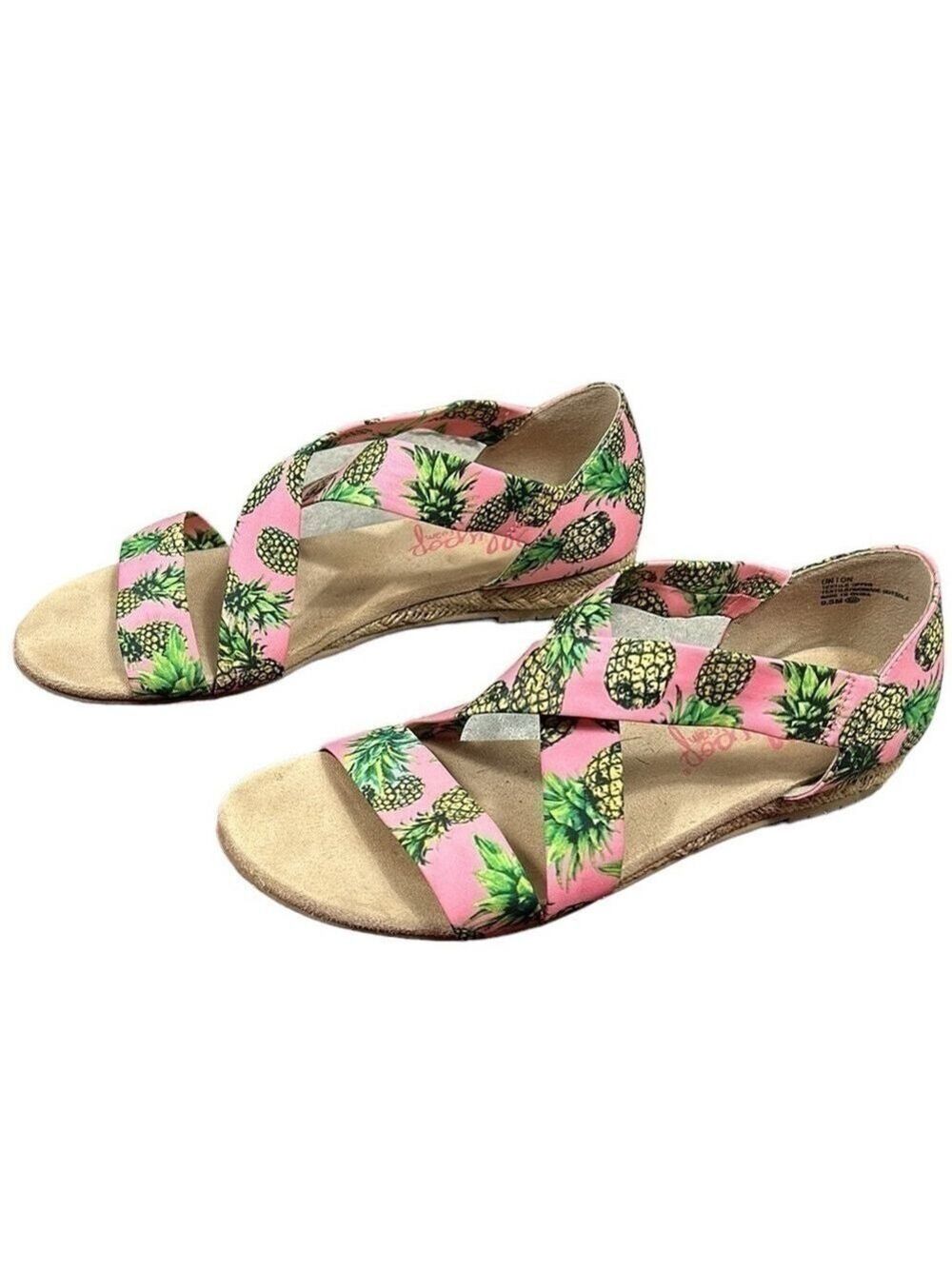 Jellypop Memory Foam Pineapple Print Sandals Size 9.5